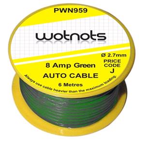 Cables, Wot Nots Wiring Cable Reel 8 Amp Green 6M, WOT NOTS