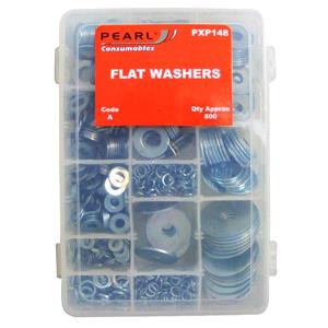 Nuts, Bolts and Washers, Pearl Zinc Plated Washers   Flat   Assorted   Pack Of 800, PEARL CONSUMABLES