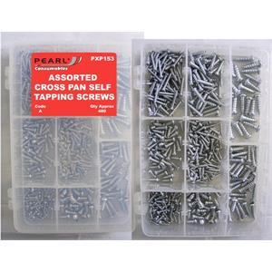 Screws, Pearl Cross Pan Self Tapping Screws   Assorted   Pack of 480, PEARL CONSUMABLES