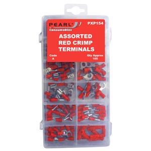 Terminal Connectors, Pearl Wiring Connectors   Red   Pre Insulated Assorted   Pack of 165, PEARL CONSUMABLES
