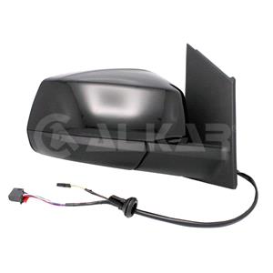 Wing Mirrors, Right Wing Mirror (electric, heated, power folding, glossy black cover, blind spot warning lamp, WITHOUT aerial) for Volkswagen CADDY V Van 2020 Onwards, 