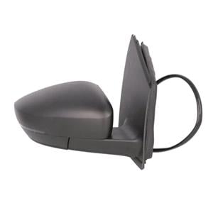 Wing Mirrors, Right Wing Mirror (Electric, heated, indicator, black cover, rectangular connector) for Volkswagen Polo, 2009 2017, 