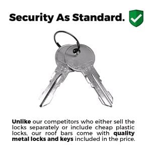 Complete set of steel roof bars, supplied with locks and keys