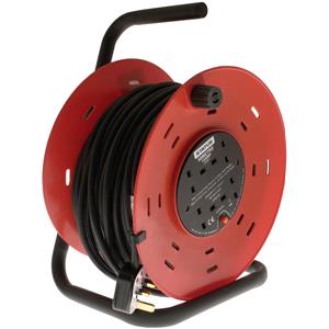Site Safety, 4 Way Open Frame Cable Reel   Red   50m, STATUS