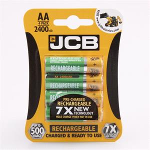 Domestic Batteries, JCB Rechargeable AA Batteries   2400mAh   Pack of 4, JCB