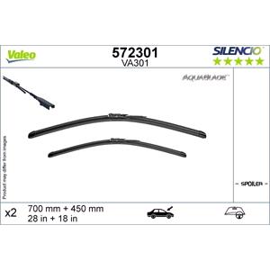 Wiper Blades, Valeo VA301 Silencio AquaBlade Unheated Wiper Blades Set (700/450mm) for Tesla MODEL X 2015 to 2019, Valeo