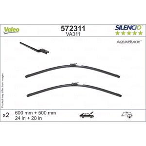 Wiper Blades, Valeo VA311 Silencio AquaBlade Unheated Wiper Blades Set (600/500mm) for Volvo S60 III 2019 Onwards, Valeo