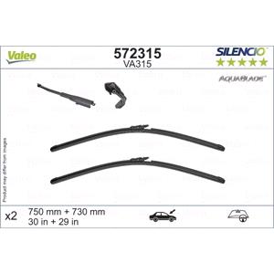 Wiper Blades, Valeo VA315 Pair Unheated Silencio AquaBlade Wipers (750/730mm) for Ford S Max 2015 Onwards, Valeo