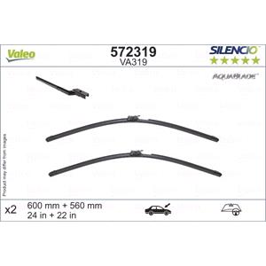 Wiper Blades, Valeo VA319 Pair Heated Silencio AquaBlade Wipers (600/560mm) for Mercedes S Class Convertible 2015 Onwards, Valeo