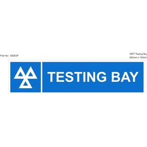 Signs and Stickers, Castle Promotions Rigid Sign   MOT Testing Bay   600mm x 150mm, CASTLE PROMOTIONS