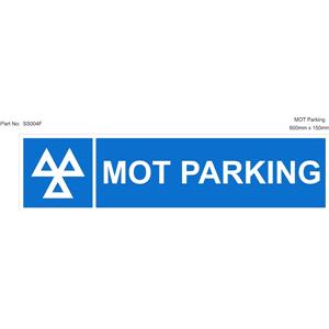 Signs and Stickers, Castle Promotions Rigid Sign   MOT Parking   600mm x 150mm, CASTLE PROMOTIONS