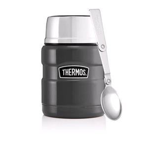 Flasks, Thermos Stainless King Food Flask with Spoon   470ml   Gun Metal, Thermos
