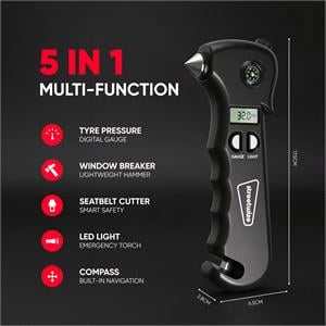 Emergency and Breakdown, 5 in 1 Digital Tyre Pressure Gauge, Streetwize