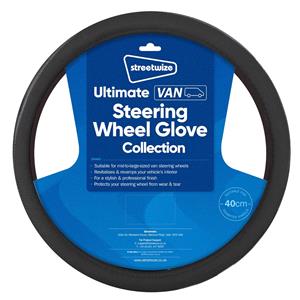 Steering Wheel Covers, Van Steering Wheel Cover   40cm   Black Sports Grip, Streetwize