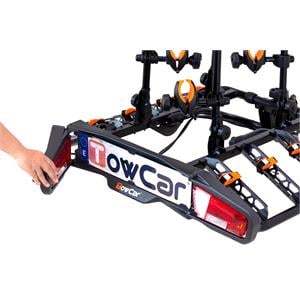 TowCar T4 Black Tow Bar Mounted Bike Rack (Wheel Support) for 4 Bikes