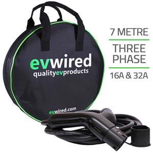 Automotive Battery Care and Chargers, EVwired EV Electric Car & Plug-in Hybrid Charging Cable - 7 Metre - 32 Amp - Type 2 - 3 Phase, EVWired
