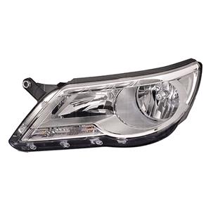 Lights, Left Headlamp (Halogen, Takes H7 / H7 Bulbs, Supplied With Motor) for Volkswagen TIGUAN 2008 2011, 