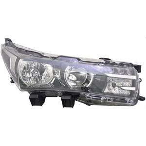Lights, Right Headlamp (Halogen, Takes H11 / HB3 Bulbs, With LED DRL) for Toyota COROLLA Saloon 2013 2016, 