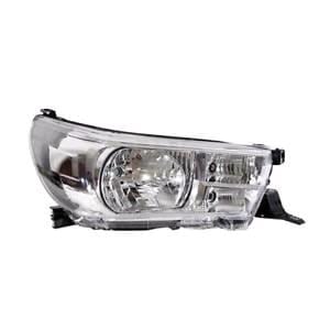 Lights, Right Headlamp (Halogen, Takes H4 Bulb, Reflector Type, Supplied With Motor) for Toyota HILUX Pickup 2016 on, 