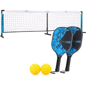 Games and Activities, Toyrific Baseline Pickleball Bat, Ball and Net Set   Blue, 