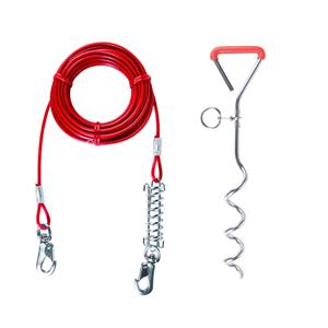 Pet Harness & Leads, Dog Tie Out Cable & Ground Spike Set With Shock Absorbing Springs   5 Meters, Trixie