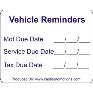 Signs and Stickers, Castle Promotions Outdoor Grade Vinyl Sticker   White   MOT Reminder, CASTLE PROMOTIONS