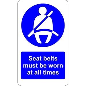 Signs and Stickers, Castle Promotions Indoor Vinyl Sticker   Seatbelt Must Be Worn At All Times, CASTLE PROMOTIONS