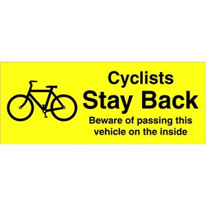 Signs and Stickers, Castle Promotions Outdoor Grade Vinyl Sticker   Yellow   Cyclists Stay Back Beware, CASTLE PROMOTIONS