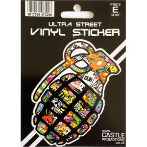 Signs and Stickers, Castle Promotions Outdoor Grade Vinyl Sticker   Stickerbomb Grenade, CASTLE PROMOTIONS