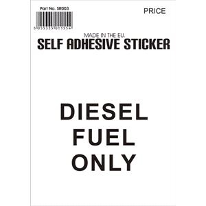 Signs and Stickers, Castle Promotions Outdoor Grade Vinyl Sticker   Black   Diesel Fuel Only, CASTLE PROMOTIONS