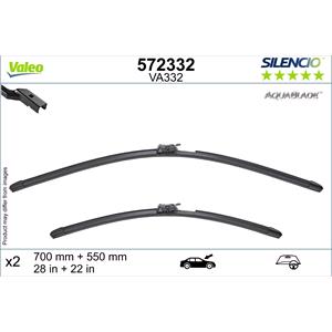 Wiper Blades, Valeo VA332 Silencio AquaBlade Heated Flat Wiper Blades Set (700/550mm) for BMW iX 2021 Onwards, Valeo