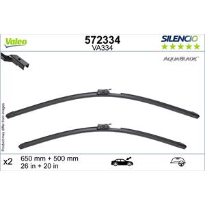Wiper Blades, Valeo Silencio VA334 AquaBlade Unheated Wiper Blades Set (650/500mm) for Landrover Range Rover V 2021 Onwards, Valeo