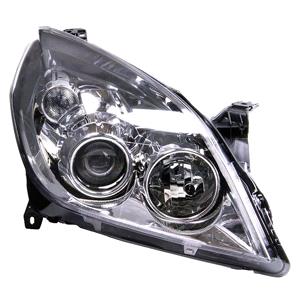 Lights, Left Headlamp (Chrome Bezel, Halogen, Takes H1/H7 Bulbs, Supplied Without Motor) for Opel VECTRA C GTS 2006 on, 