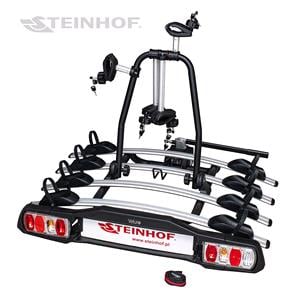 Steinhof Veturo 4 Silver Tow Bar Mounted Bike Rack (Wheel Support) for 4 Bikes