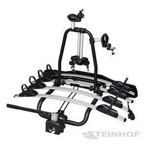 Steinhof Veturo 4 Silver Tow Bar Mounted Bike Rack (Wheel Support) for 4 Bikes