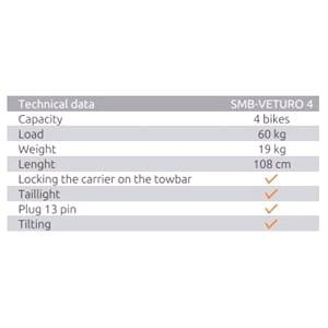 Steinhof Veturo 4 Silver Tow Bar Mounted Bike Rack (Wheel Support) for 4 Bikes