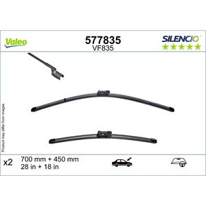 Wiper Blades, Valeo Silencio VF835 Flat Wiper Blades Set (700/450mm) for Skoda ENYAQ iV Coupe 2022 Onwards, Valeo