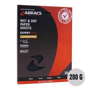 Sanding Sheets, Abracs 280 grit Wet & Dry Paper Pack of 25, ABRACS