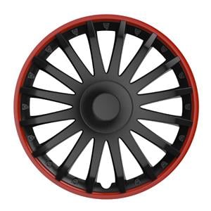 Hub Caps, Crystal 15 Inch Wheel Trims Set   BLACK & RED, Versaco