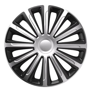 Hub Caps, Trend 14 Inch Wheel Trims Set   SILVER & BLACK, Versaco