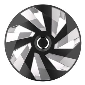 Hub Caps, Vector 16 Inch Wheel Trims Set   BLACK & SILVER, Versaco
