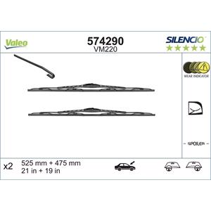 Wiper Blades, Valeo VM220 Silencio Curved Wiper Blades Set (525/475mm) for Skoda Fabia 1999 to 2008, Valeo