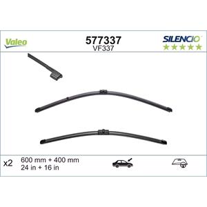 Wiper Blades, Valeo VF337 Silencio Flat Wiper Blades Set (600 / 400mm) for BMW 3 Series Convertible 2006 to 2009, Valeo