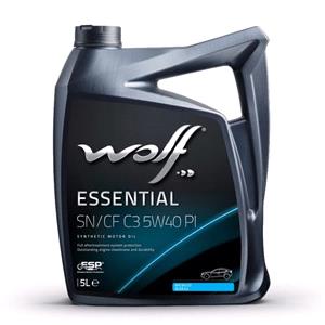 Engine Oils, Wolf Essential SN/CF C3 5W40 PI Full Synthetic Engine Oil   5 Litre, WOLF