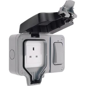 Site Power, BG Nexus Storm IP66 Weatherproof Single Switched 13A Power Socket with Single External Switch, BG Electrical