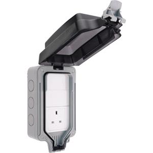 Site Power and Lighting, BG Nexus Storm IP66 Weatherproof Single Adjustable Position Unswitched 13A Power Socket with Large Enclosure, BG Electrical