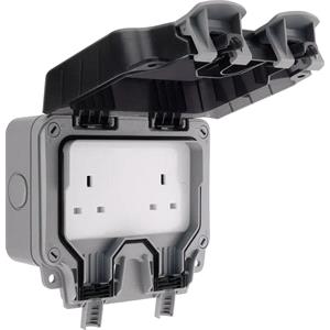 Site Power and Lighting, BG Nexus Storm IP66 Weatherproof Double Unswitched 13A Power Socket, BG Electrical