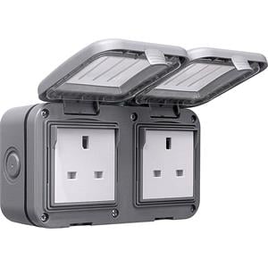 Site Power, BG IP55 Weatherproof Double Unswitched 13A Power Socket, BG Electrical