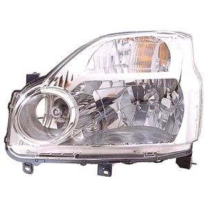 Lights, Left Headlamp (Halogen, Takes H4 Bulb, Chrome Bezel, Manual Adjustment) for Nissan X TRAIL 2001 2008, 