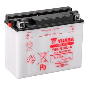 Motorcycle Batteries, Yuasa Motorcycle Battery   YuMicron Y50 N18L A 12V Battery, Combi Pack, Contains 1 Battery and 1 Acid Pack, YUASA